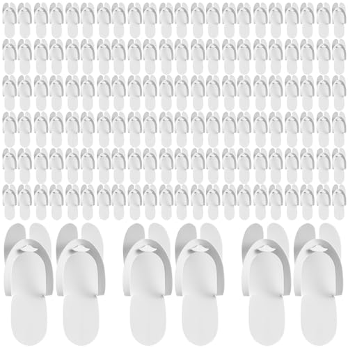 JaGely 100 Pairs Disposable Pedicure Slippers Bulk EVA Disposable Flip Flops Kit Spa Pedicure Sandals Guest Slippers Spa for Adult Foot Nail Salon Party Supplies Travel Hotels Home(White) - Image 1