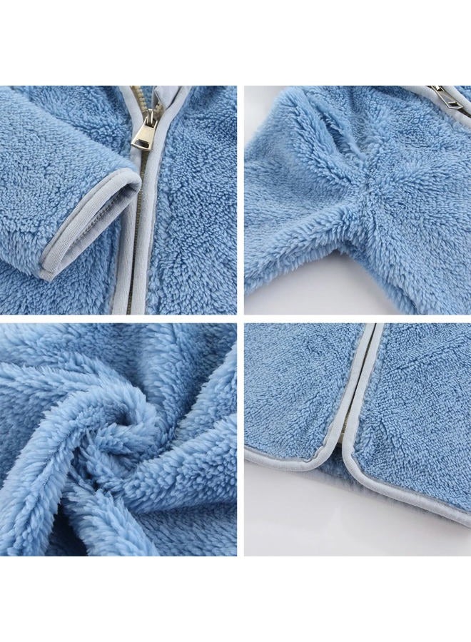 Gajaous Newborn Infant Baby Boys Girls Cartoon Fleece Hooded Jacket Coat with Ears Warm Outwear Coat Zipper Up, Z-blue, 6-12 Months - Image 4