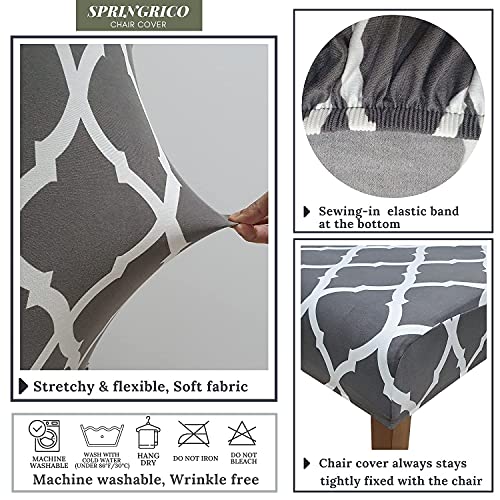SPRINGRICO Chair Covers for Dining Room Set of 4, Stretch Dining Chair Cover, Washable Spandex Kitchen Parsons Chair Slipcovers, Removable Seat Protector for Home or Party ( 4 Pack, Gray GEO) - Image 5