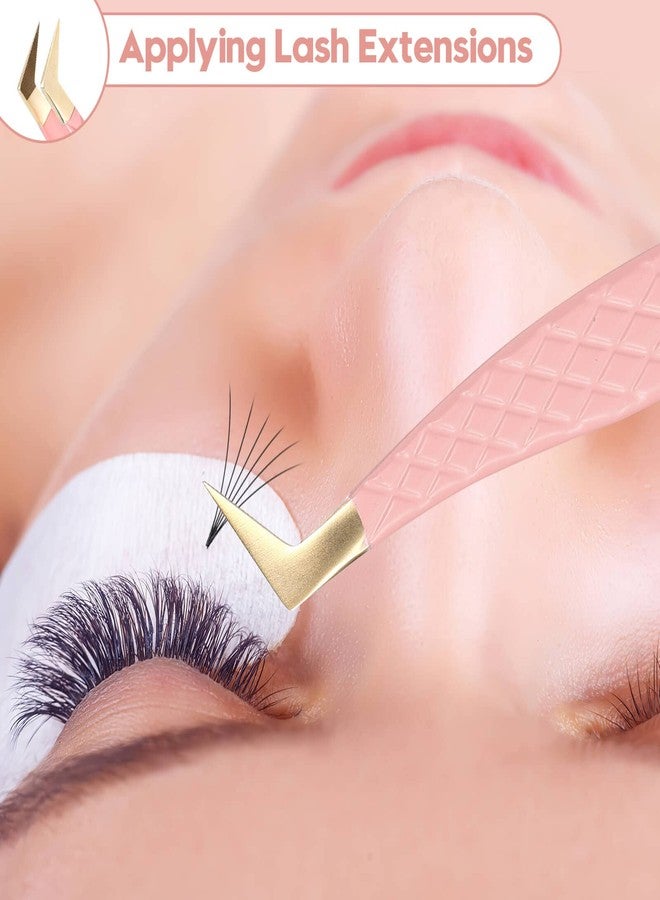 Ms.Queen Lash Extension Tweezers,2Pcs Fiber Tip Grip Boot Volume Tweezer and Dolphin Isolation Eyelash Tweezers - Image 5