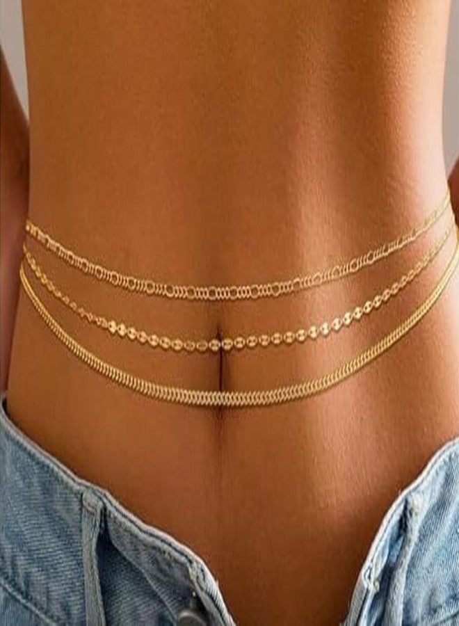 Fabme Women's Waist Chain - Stylish Saree Gold Plated Belly Chain - 3 Layer Body Hip Chain for the Waist Ladies Sexy Bikini Jewelry (26-42 In) - Image 4