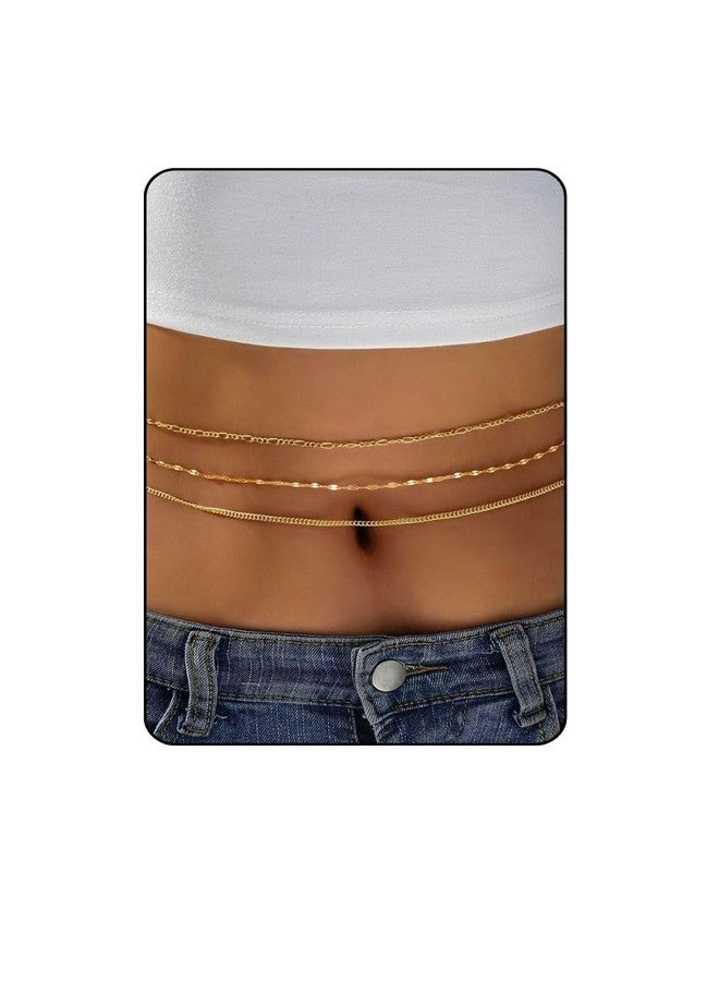 Fabme Women's Waist Chain - Stylish Saree Gold Plated Belly Chain - 3 Layer Body Hip Chain for the Waist Ladies Sexy Bikini Jewelry (26-42 In) - Image 1