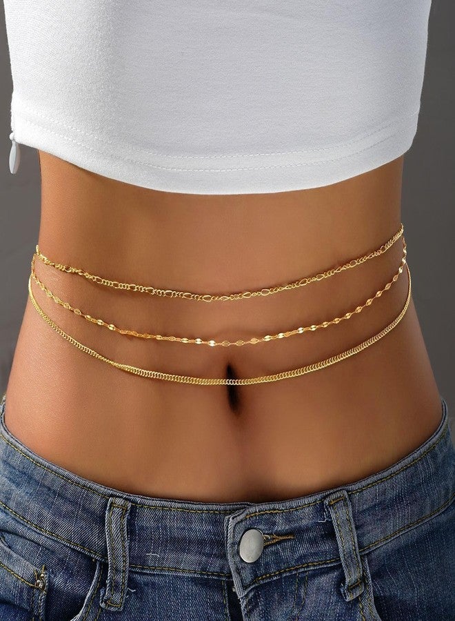 Fabme Women's Waist Chain - Stylish Saree Gold Plated Belly Chain - 3 Layer Body Hip Chain for the Waist Ladies Sexy Bikini Jewelry (26-42 In) - Image 3