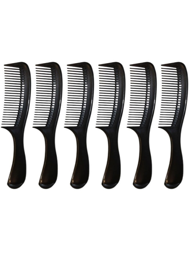 Comfort Axis Large Wide Tooth 8 12Inch Long Comb for Detangling Dry or Wet Hair with Round Handle for Men Women and Kids Curly Wavy Straight Long Hair Black Pack of 6 - Image 2