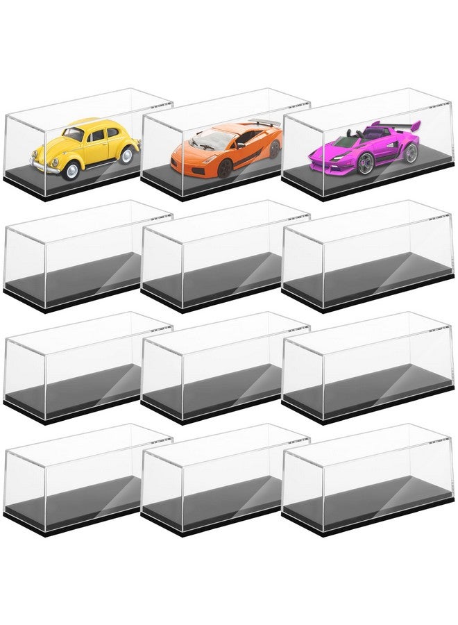 Hlimior 12 PCS Clear Model Cars Display Case,Toy Car Display Organizer Storage Case Fit for 1/64 Car Model,Clear Acrylic Display Box with Black Base for Hot Wheels Car(4.17 x 1.81 x 1.81 in) - Image 1