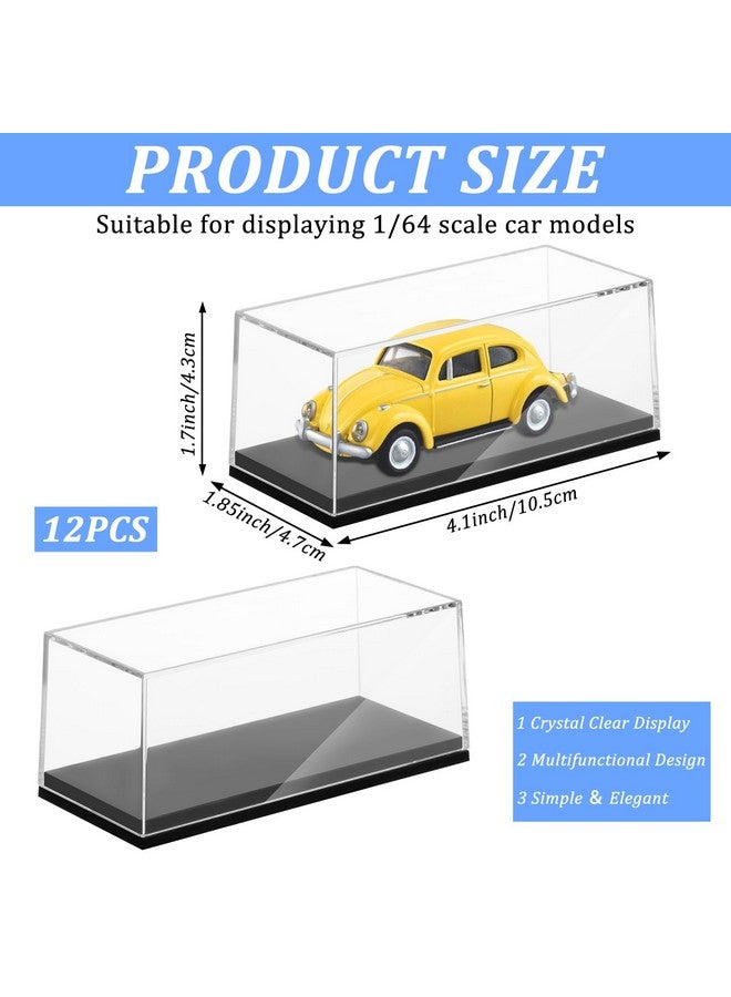 Hlimior 12 PCS Clear Model Cars Display Case,Toy Car Display Organizer Storage Case Fit for 1/64 Car Model,Clear Acrylic Display Box with Black Base for Hot Wheels Car(4.17 x 1.81 x 1.81 in) - Image 2