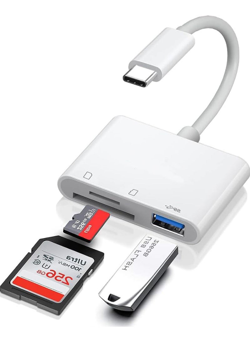 USB C to SD Card Reader, SD Card Adapter with SD MicroSD USB 3 Ports, USBC Memory Card Reader for iPhone 15 Pro Max, iPad Pro/Air/Mini, Mac, MacBook Pro/Air, and More USB-C/Type C Devices  - Image 1