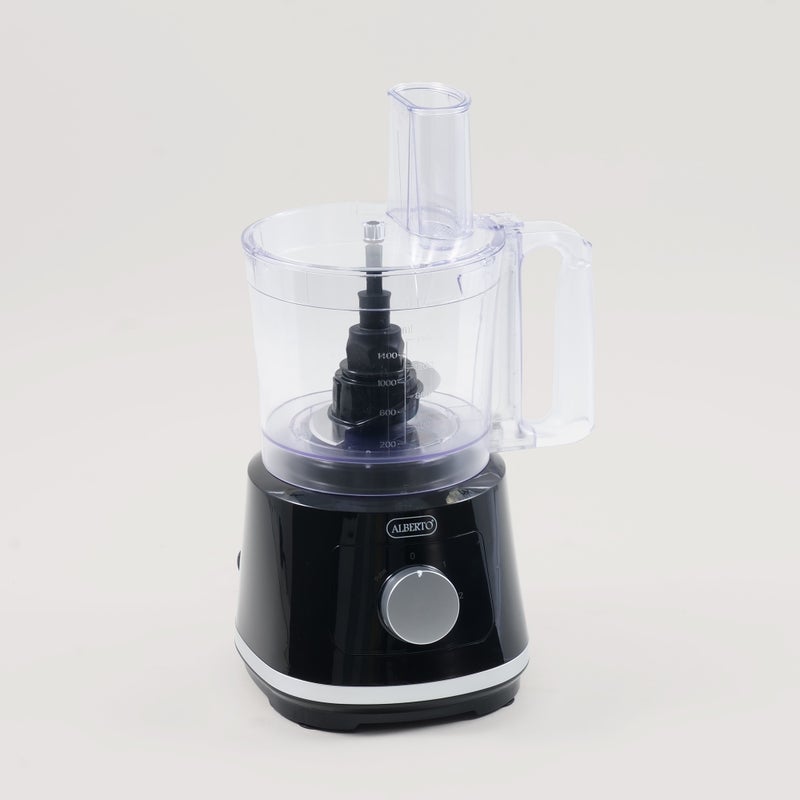 ألبرتو محضرة طعام بولي بروبيلين بشفرات ستانلس ستيل مع وعاء 1.6 لتر وخلاط 1.5 لتر، أسود 800 واط - Image 2