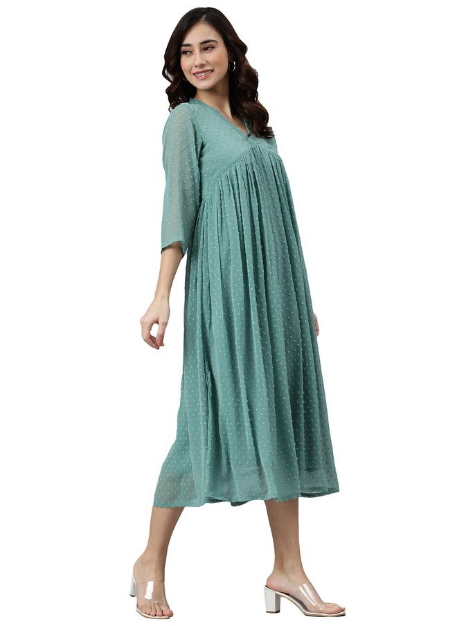 Janasya Women's Green Poly Chiffon Self Design Flared Dress - pzsku/ZF3794C563FA9804DF582Z/45/_/1737721055/bc2106f3-0fe1-43f3-beb7-4179e565bdce