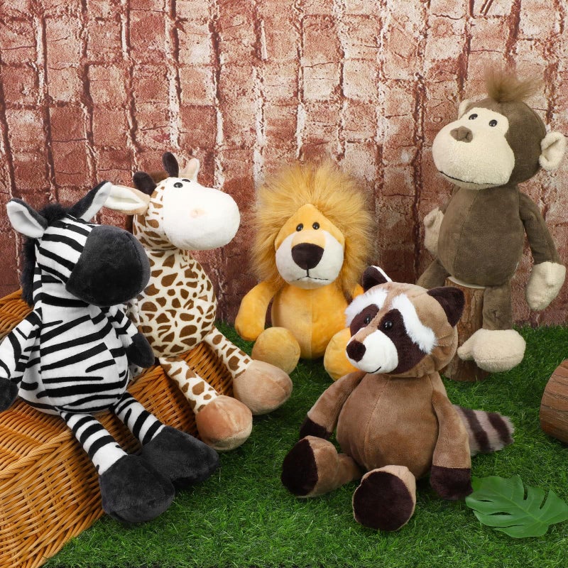 Elcoho 8 Pieces Safari Stuffed Animals Plush Jungle Animal Toys 9.8 Inch Zoo Stuffed Animals Set Cute Plush Toys for Animal Themed Parties Teacher Student Award - Image 4