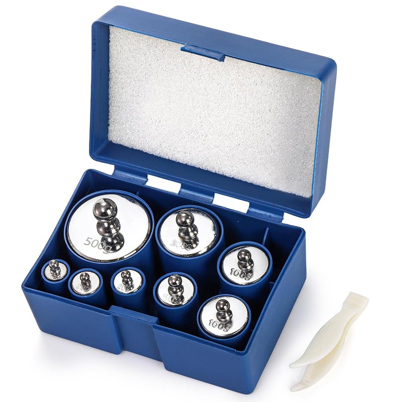 Bekith 8 قطع أوزان المعايرة 1000 جرام، مجموعة أوزان المعايرة بدقة جرام من الفولاذ 10 جرام 20 جرام 50 جرام 100 جرام 200 جرام 500 جرام، وزن المعايرة مع ملقط لميزان الديجيتال، ميزان المختبر - Image 1