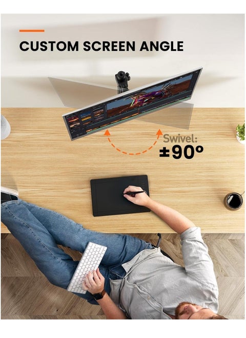 Monitor Mount for 13-32" Screens, Adjustable Height & Angle, Supports Up to 17.6lbs, Improved LCD/LED Monitor Riser, Single Desk Mount Stand, Black – Ergonomic Desk Mount for Home & Office – Model EGCM12