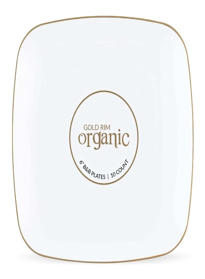 Blue Sky Organic White Disposable Plates 6" Square (10 Count) | Gold-Rimmed Plastic Dinnerware Party Essentials - Image 4
