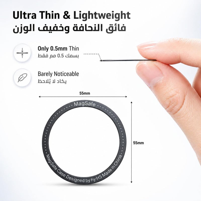 LumsAura Universal Metal Ring Sticker for Magnetic Charger Compatible with iPhone/Samsung/Android All Cellphones, Magnetic Mount/Phone Holder Conversion Accessories, 4Pcs, Black - Image 2