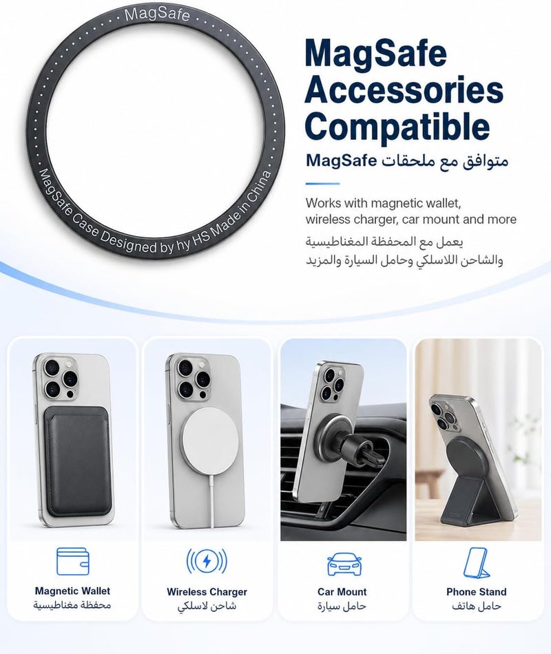 LumsAura Universal Metal Ring Sticker for Magnetic Charger Compatible with iPhone/Samsung/Android All Cellphones, Magnetic Mount/Phone Holder Conversion Accessories, 4Pcs, Black - Image 4