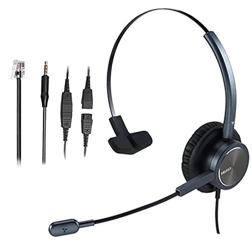 MAIRDI Telephone Headset with RJ9 & 3.5mm Jack for Office Landline Deskphone Cell Phone PC Laptop, Call Center Phone Headset with Microphone, Works for Cisco 7941 7965 6941 7861 8961 - Image 1