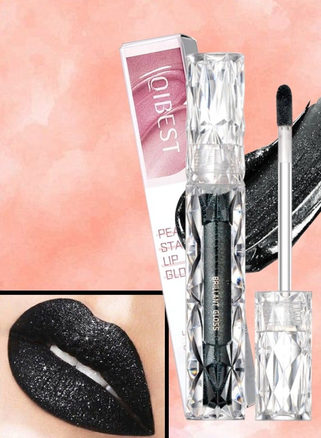 QiBest لمعان الشفاه اللؤلؤي - زيت شفاه ماتي بلمسة لامعة - أحمر شفاه سائل معدني لامع - لمسة لامعة - لمسة نهائية لامعة - صبغة شفاه عالية الصبغة تدوم طويلاً - مكياج رقم 10 - Image 1