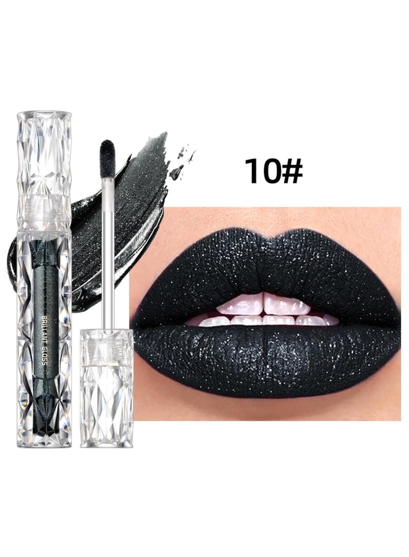 QiBest لمعان الشفاه اللؤلؤي - زيت شفاه ماتي بلمسة لامعة - أحمر شفاه سائل معدني لامع - لمسة لامعة - لمسة نهائية لامعة - صبغة شفاه عالية الصبغة تدوم طويلاً - مكياج رقم 10 - Image 2