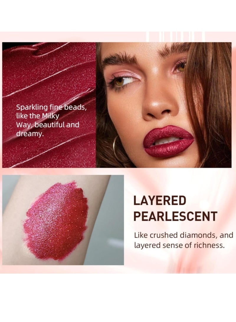 QiBest لمعان الشفاه اللؤلؤي - زيت شفاه ماتي بلمسة لامعة - أحمر شفاه سائل معدني لامع - لمسة لامعة - لمسة نهائية لامعة - صبغة شفاه عالية الصبغة تدوم طويلاً - مكياج رقم 10 - Image 4