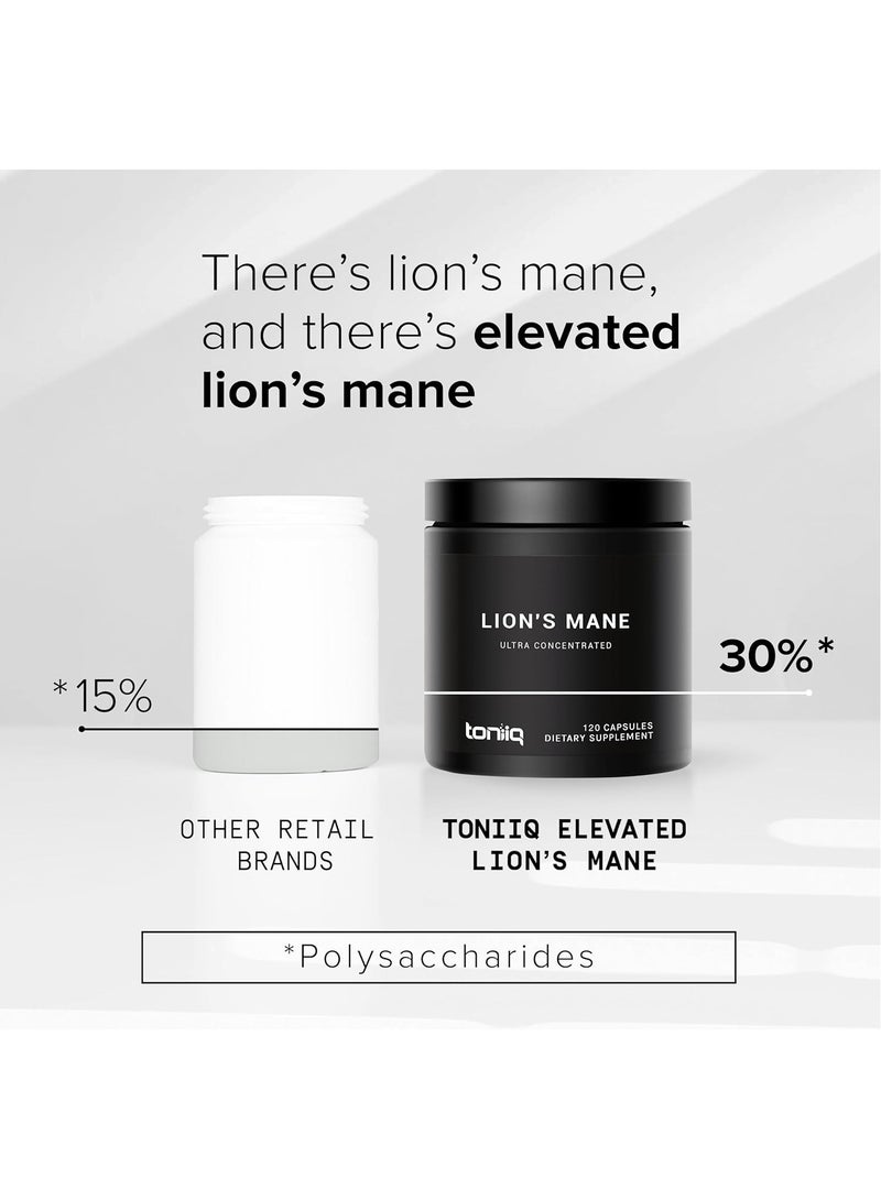 Toniiq Lion's Mane - Ultra High Potency 10:1 Extract with 30% Polysaccharides 120 Capsules - Image 4