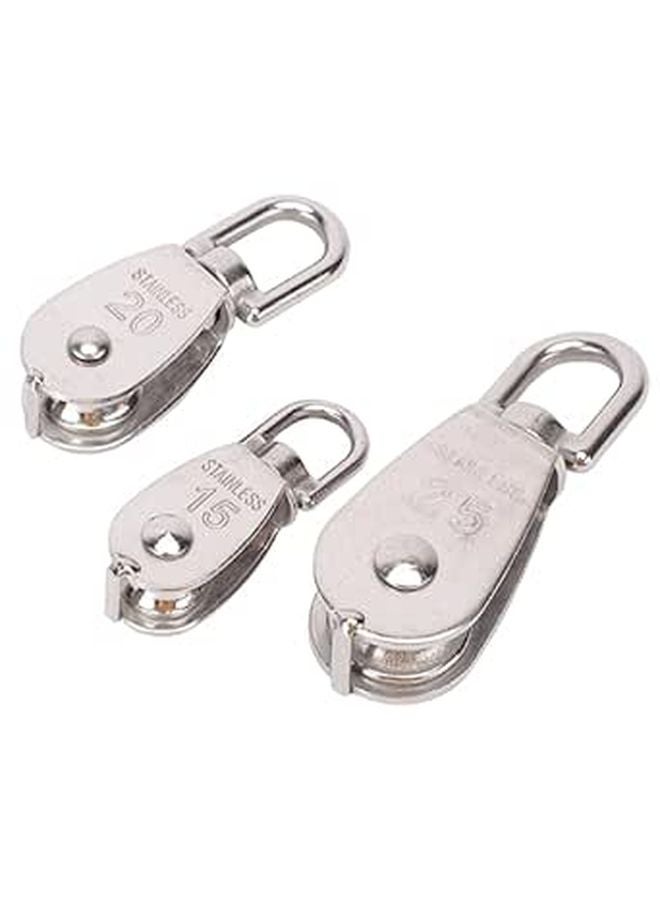 Steel Wire Pulley 360 Degree Rotating Single Wheel Design For Knot Free Rope 3 Pack - Image 1