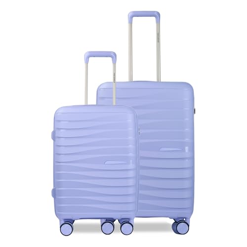 3G Vacanza Series 2 Polypropylene Unbreakable Hard-Sided Cabin & Check-in Size Luggage Trolley Bag Set of 2 | Purple (55 & 65 cm) - Image 1