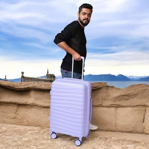 3G Vacanza Series 2 Polypropylene Unbreakable Hard-Sided Cabin & Check-in Size Luggage Trolley Bag Set of 2 | Purple (55 & 65 cm) - Image 4