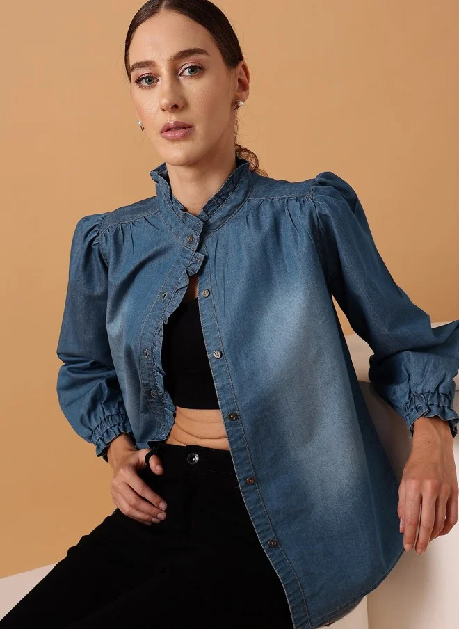 STREET 9 Denim Casual Shirt for Women
