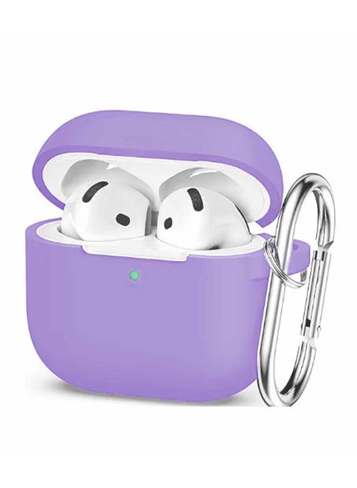 QIRG Silicone Protective Case Cover for AirPods 4/Airpods 4 ANC with Keychain (Louran Purple) - Image 1
