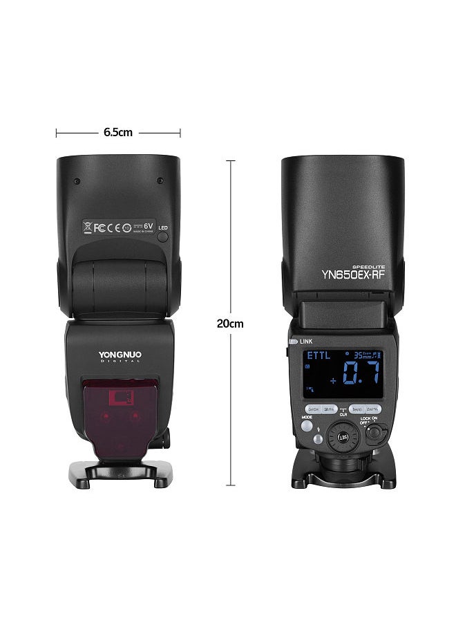 YONGNUO YN650EX-RF Camera Flash Speedlite ETTL Speedlight Built-in 2.4G Wireless 1/8000s High-speed Sync with LCD Display Hot Shoe Replacement  - Image 3