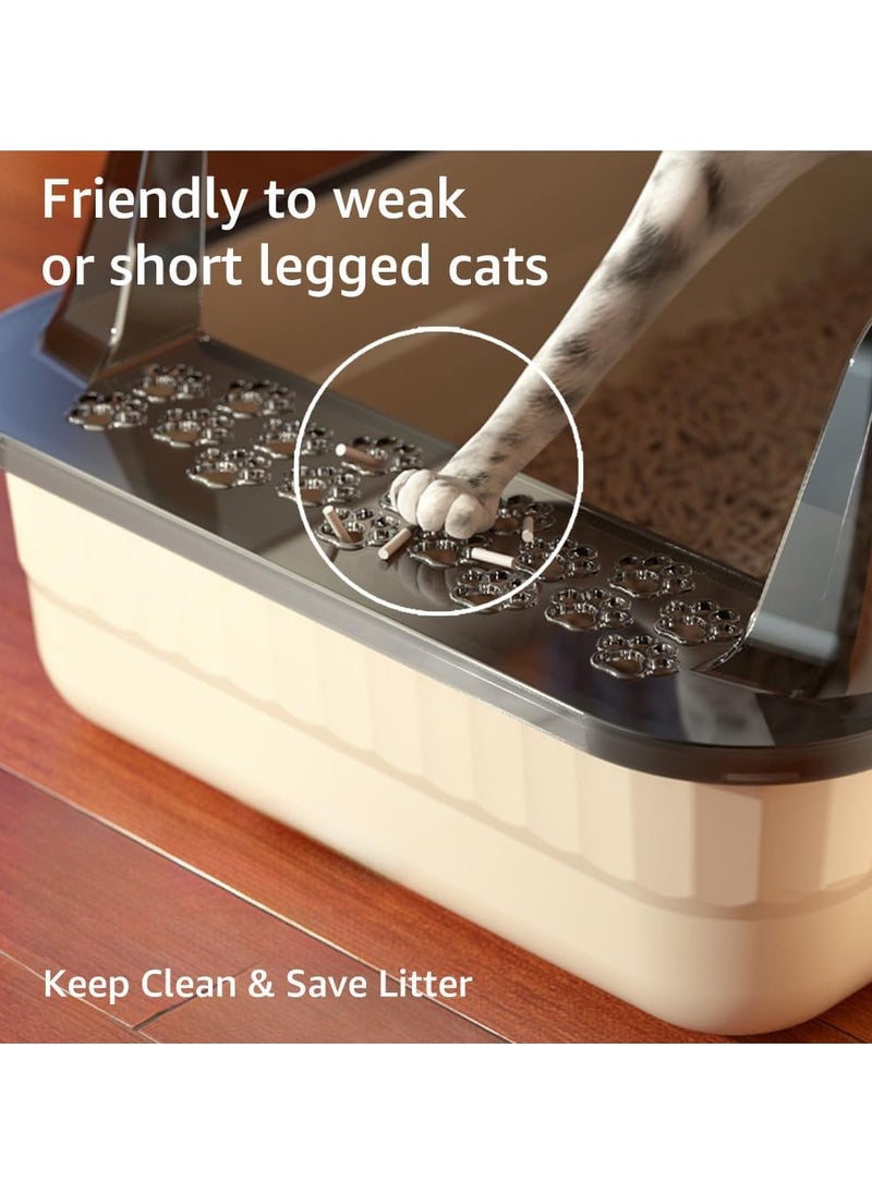 XVersion Cat Litter Tray, 18L Open Top Litter Box with High Sides, Anti-Splash Design, Easy Cleaning Cat Sandbox with Scoop, Semi-Enclosed Cat Toilet for Kittens, 51x35x19 cm (Semi-Enclosed Grey)  - Image 5