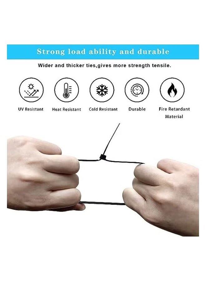 واي جيه روابط الكابلات 300 مم ، 100 قطعة حزمة ذاتية القفل من النايلون البلاستيك البريدي للخدمة الشاقة للمنزل والمكتب والهواء الطلق - Image 4