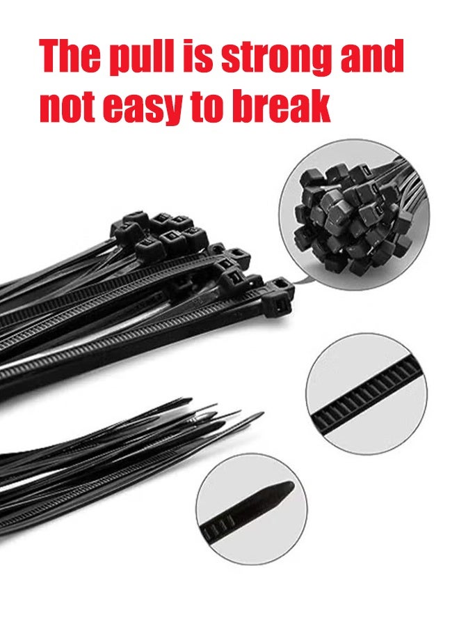 واي جيه روابط الكابلات 300 مم ، 100 قطعة حزمة ذاتية القفل من النايلون البلاستيك البريدي للخدمة الشاقة للمنزل والمكتب والهواء الطلق - Image 2