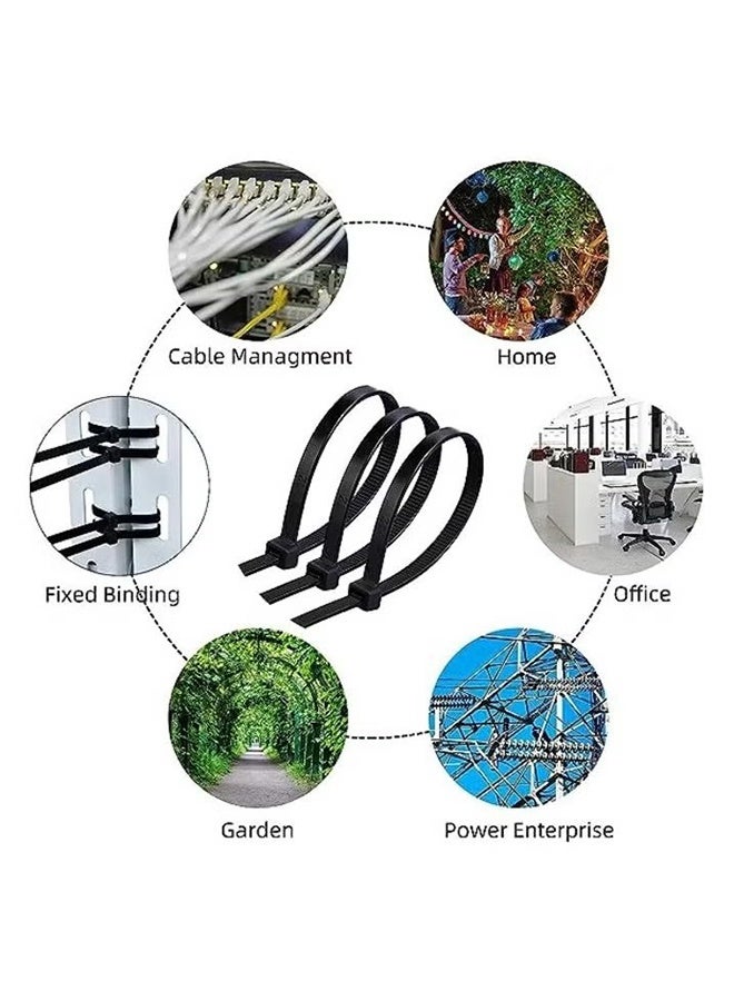 واي جيه روابط الكابلات 300 مم ، 100 قطعة حزمة ذاتية القفل من النايلون البلاستيك البريدي للخدمة الشاقة للمنزل والمكتب والهواء الطلق - Image 5