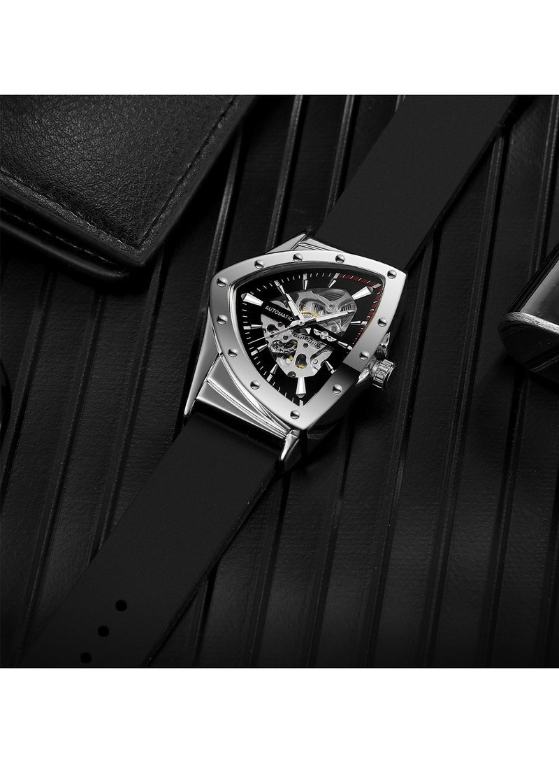 وينر ساعات رجالية ساعة فاخرة مضيئة مقاومة للماء ميكانيكية أوتوماتيكية بحزام سيليكون ناعم 8243 - Image 5