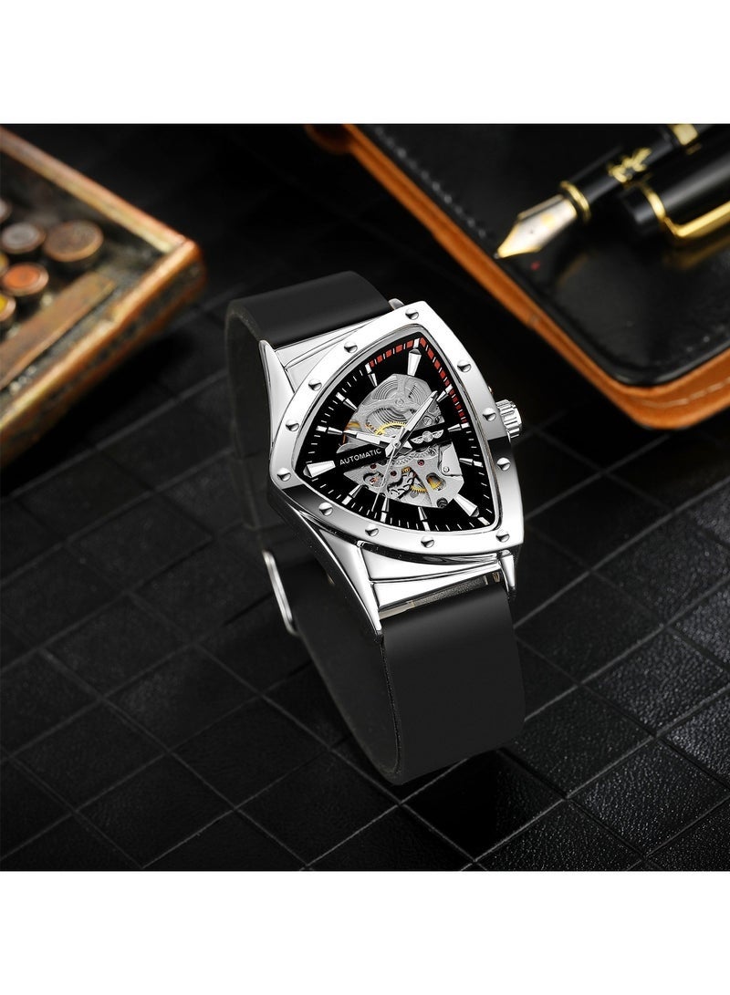 وينر ساعات رجالية ساعة فاخرة مضيئة مقاومة للماء ميكانيكية أوتوماتيكية بحزام سيليكون ناعم 8243 - Image 4