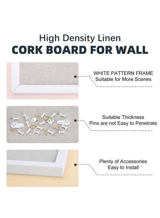 OWLKELA 24'' X 36'' Linen Bulletin Board, White Framed Corkboard, White Oak Frame Linen Cork Board, Vision Board And Decorative Hanging Pin Board - Image 4