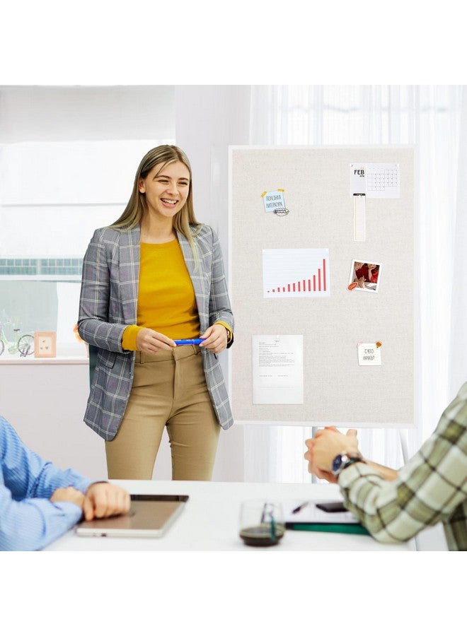 OWLKELA 24'' X 36'' Linen Bulletin Board, White Framed Corkboard, White Oak Frame Linen Cork Board, Vision Board And Decorative Hanging Pin Board - Image 5