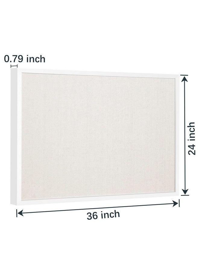 OWLKELA 24'' X 36'' Linen Bulletin Board, White Framed Corkboard, White Oak Frame Linen Cork Board, Vision Board And Decorative Hanging Pin Board - Image 2