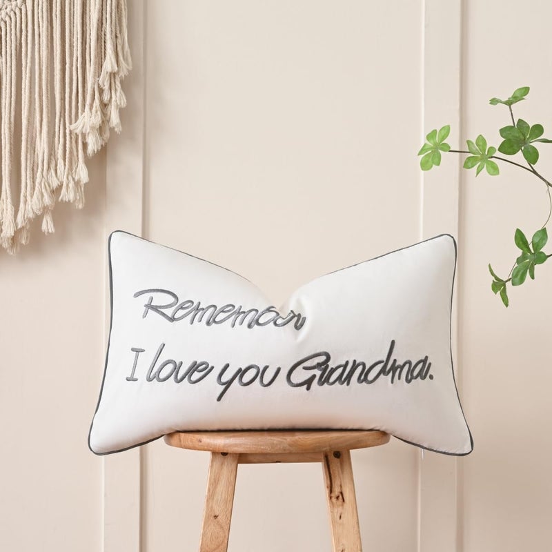 Sanmetex Grandma Birthday Gifts  Best Grandma Gifts for Mothers Day with Quote Remember I Love You Grandma Lumbar Pillow Cover 12 X 20 Inches for Bed  Bedroom. - Image 1