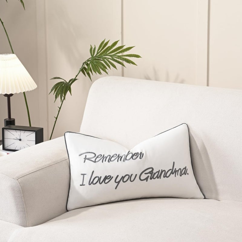 Sanmetex Grandma Birthday Gifts  Best Grandma Gifts for Mothers Day with Quote Remember I Love You Grandma Lumbar Pillow Cover 12 X 20 Inches for Bed  Bedroom. - Image 5