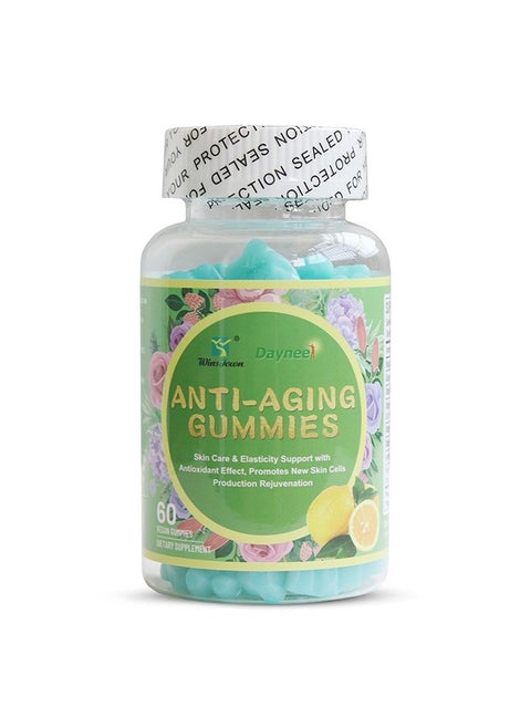 Anti-Aging Gummies, Wasabi and Grape Seed Extract Gummy Supplements, Anti-Wrinkle and Skin Firmness Support, Lemon Flavor, 60 Count