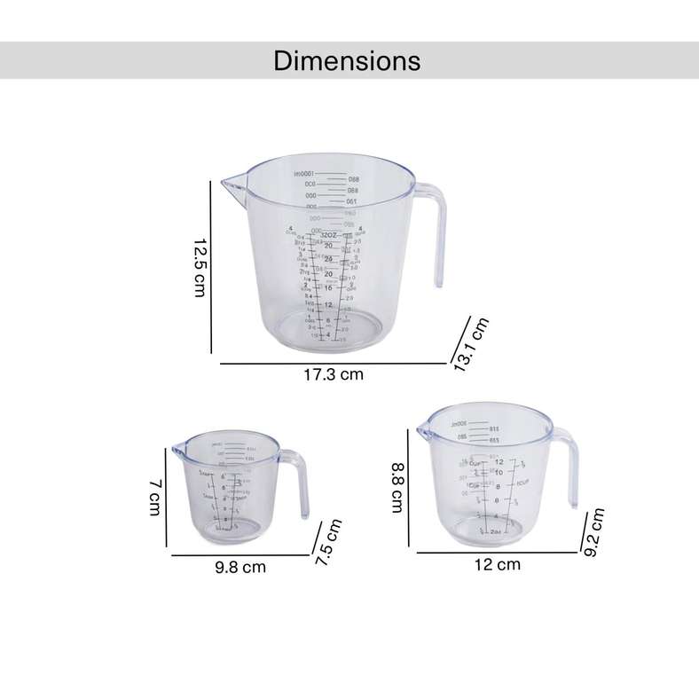Pan Home Clear 3-Piece Measuring Cup Set - Image 5