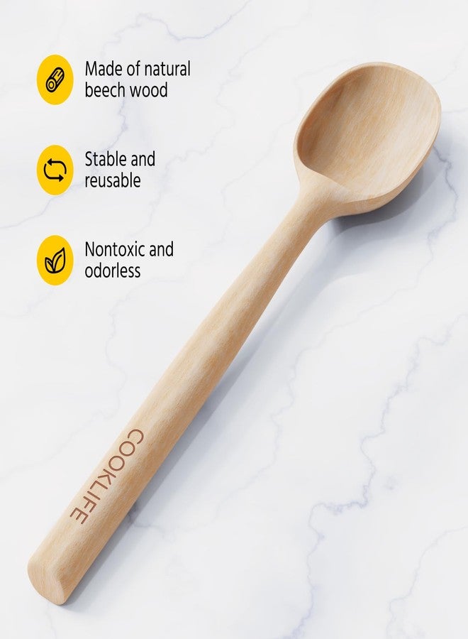 COOKLIFE Beech Wooden Spoons for Cooking - Large Smooth Finish Natural Beech Cooking Spoons - Durable Wooden Cooking Utensil - Image 3