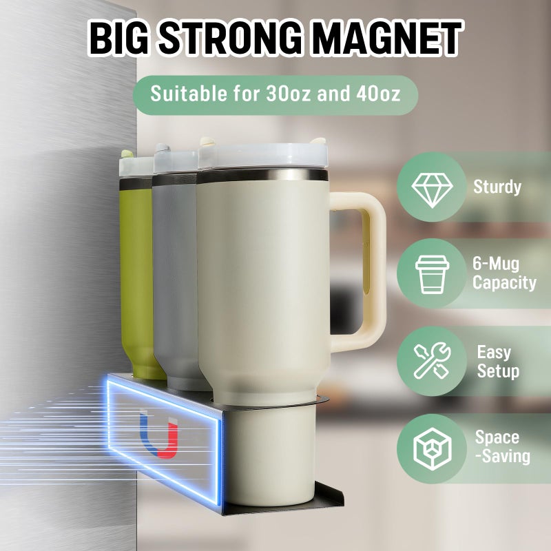 POLRAI 2 Pack Magnetic Cup Holder for Fridge, Water Bottle Organizer for Stanley and Tumbler with Double Sided Tape Hold Stanley Cup Accessories for Kitchen Cabinet - Image 2