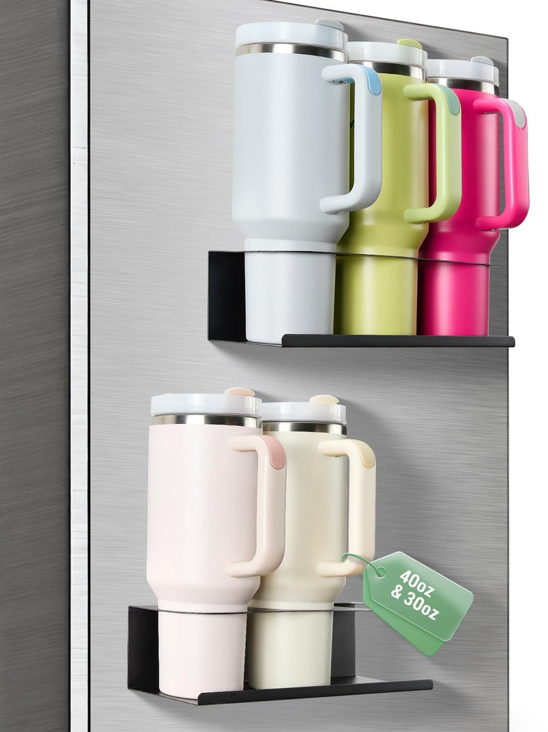 POLRAI 2 Pack Magnetic Cup Holder for Fridge, Water Bottle Organizer for Stanley and Tumbler with Double Sided Tape Hold Stanley Cup Accessories for Kitchen Cabinet - Image 1