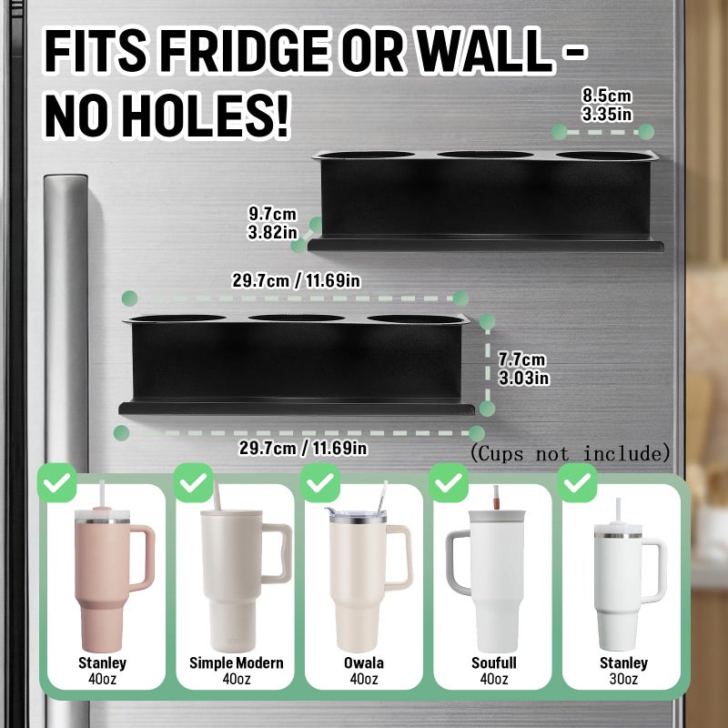 POLRAI 2 Pack Magnetic Cup Holder for Fridge, Water Bottle Organizer for Stanley and Tumbler with Double Sided Tape Hold Stanley Cup Accessories for Kitchen Cabinet - Image 5