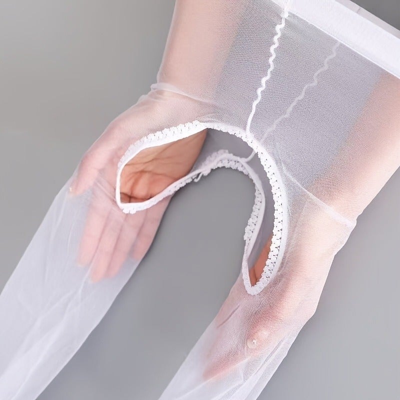 Ultra-Thin Transparent Crotchless Women's Tights, 0D Invisible Foot Tights - Image 3