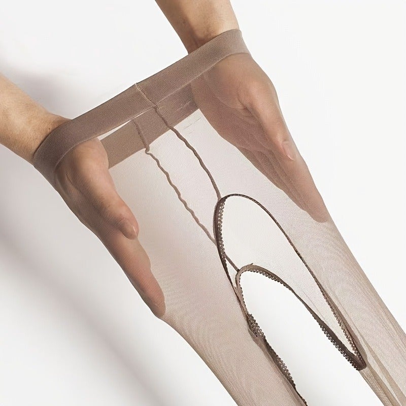 Ultra-Thin Transparent Crotchless Women's Tights, 0D Invisible Foot Tights - Image 5