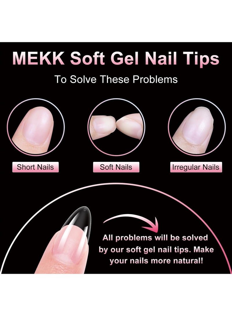 240 pcs Short Almond Soft Gel Nail Tips - Semi-Matte Clear French Design Press-On Nails for DIY & Salon, 12 Sizes with Storage Box, Nail Extension, Short Almond - Image 2